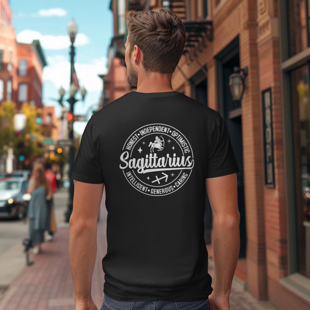 SAGITTARIUS Zodiac Unisex Jersey Tee - Intellectual, Friendly, Versatile, Astrology Gift, Horoscope Shirt