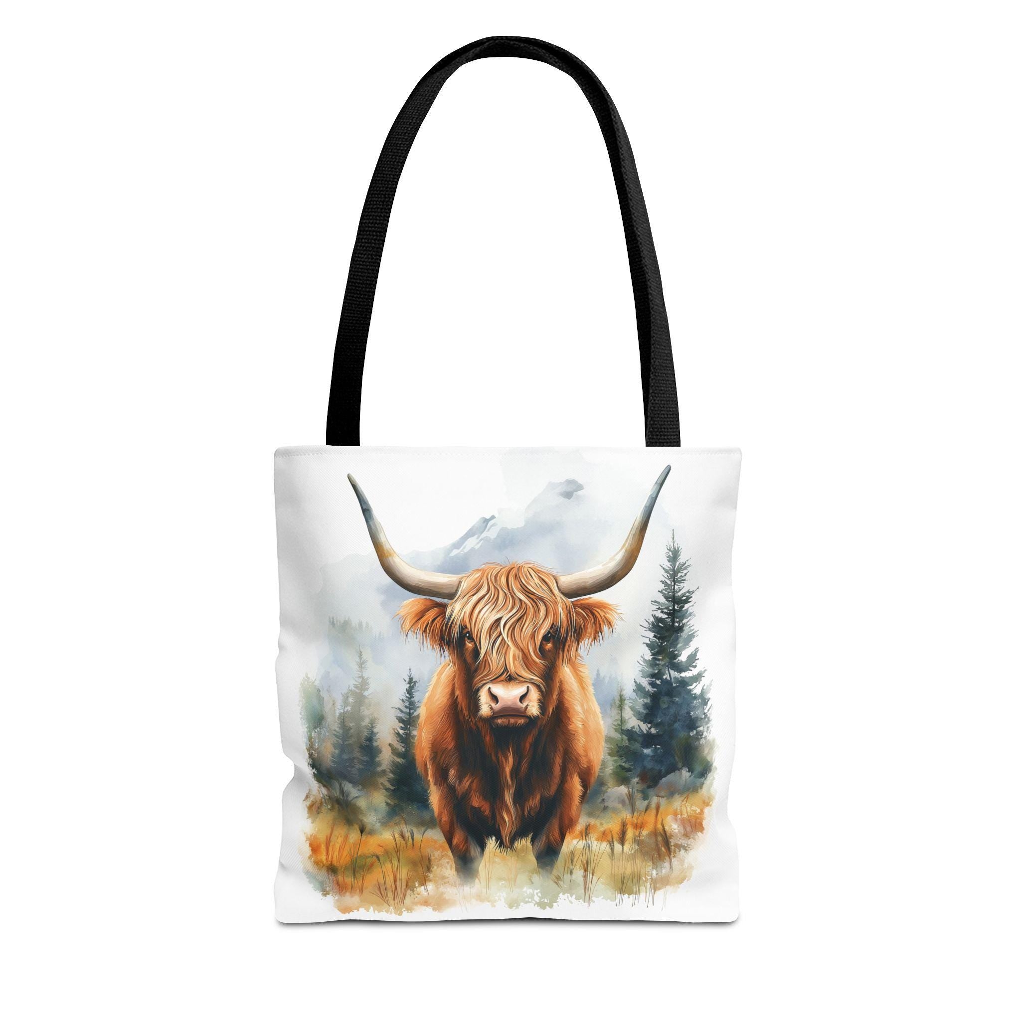 Highland Cow Tote Bag, Eco-Friendly Shopping Bag, Cute Farm Animal Purse, Gift for Her, Rustic Decor, Animal Lover Bag